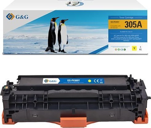 G&G Toner G&G-Kompatibel Toner Med Ce412a Gul 2600S Nt-Ph305yCe412a Hp 305A For Hp Color Laserjet Pro M375nw Pro M475dn M451dn,