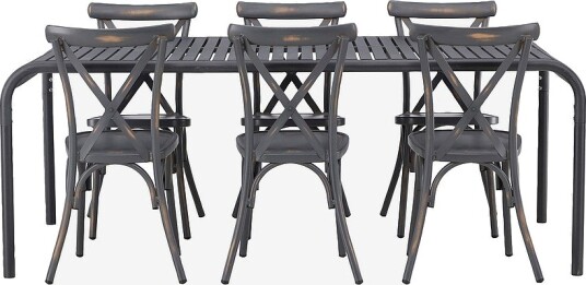 Venture Home Spisegruppe Borneo med 6 spisestoler Tablas Svart Venture Home Spisegruppe Borneo med 6 spisestoler Tablas Svart