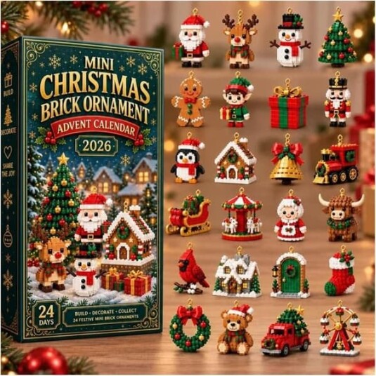 Byggekloss adventskalender 2026 – 24 mini julemodeller 24 dagers DIY klossesett for barn og voksne
