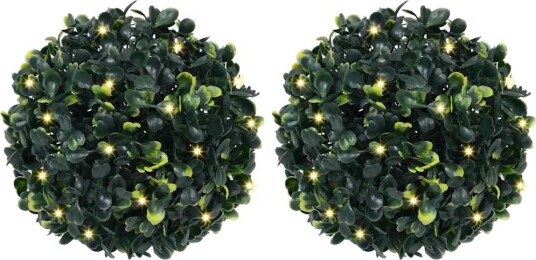 Kunstige buksbomballer med LED lys 2 stk grønn 22 cm Kunstige buksbomballer med LED lys 2 stk grønn 22 cm