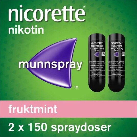 Nicorette munnspray 1mg/spray frukt 2X150 SPRAY Nicorette munnspray 1mg/spray frukt 2X150 SPRAY