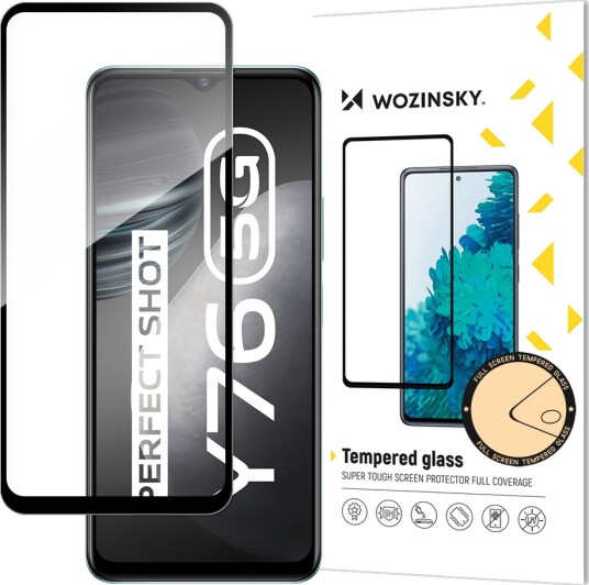 Wozinsky Super Durable Full Glue Tempered Glass Full Screen Protector with Frame Case Friendly Vivo Y76 5G / Y76s / Y74s Black