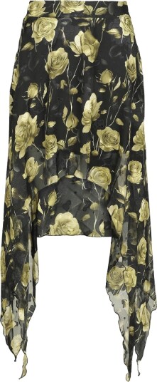 Jawbreaker   Rockabilly Kort skjørt   Rose Print Asymmetrisk Skjørt   XS til 4XL   Damer   flerfarget