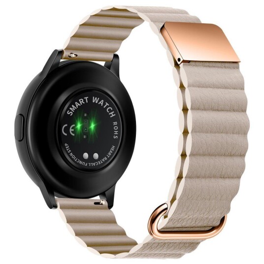 INCOVER Smartwatch-Rem 20 mm Magnetisk Litchi-Skinn - Beige / Rosegull