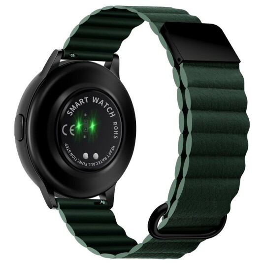 INCOVER Smartwatch-Rem 20 mm Magnetisk Litchi-Skinn - Grønn / Svart