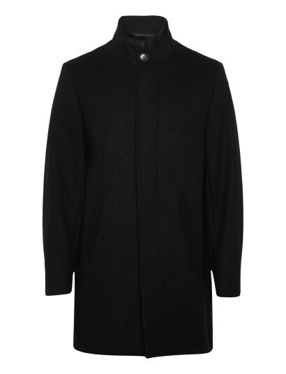 Lindbergh Black Detachable Collar Wool Coat - Black - XL