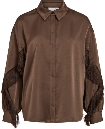 Vila Viralfine L/S Shirt Brown 34