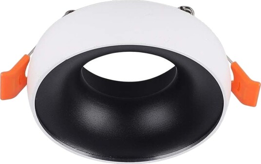 GU10 innbyggingsspot Rund hvit ramme sort reflektor aluminium IP20 Hull: Ø6 cm Mål: Ø9,2 cm