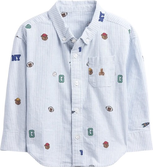 GAP Baby & Toddler Print Oxford Big Shirt Blue 104 GAP Baby & Toddler Print Oxford Big Shirt Blue 104