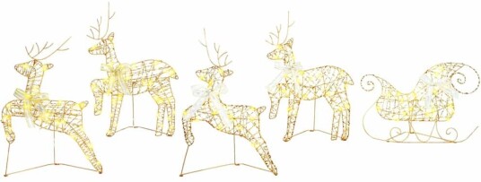 LED Reinsdyr med 40 LED 5 pcs Gull PET