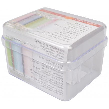 Gütermann Gütermann Wire Box Transparent 9,4x6,2x7,8 cm for 12 ruller