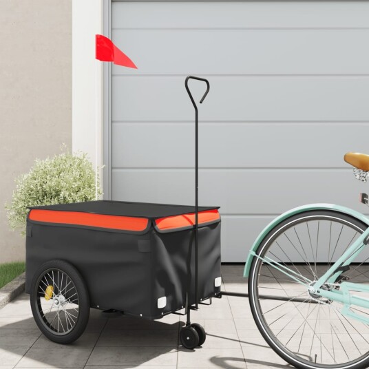 vidaXL Sykkelvogn svart og oransje 30 kg jern vidaXL Sykkelvogn svart og oransje 30 kg jern