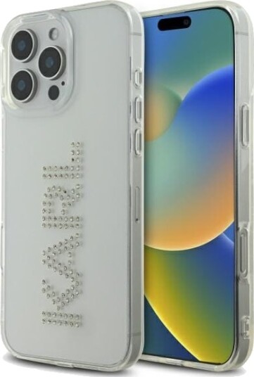 Karl Lagerfeld KLHCP16XHKLSTDCT iPhone 16 Pro Max 6.9" Clear Hard Case IML Rhinestones Logo