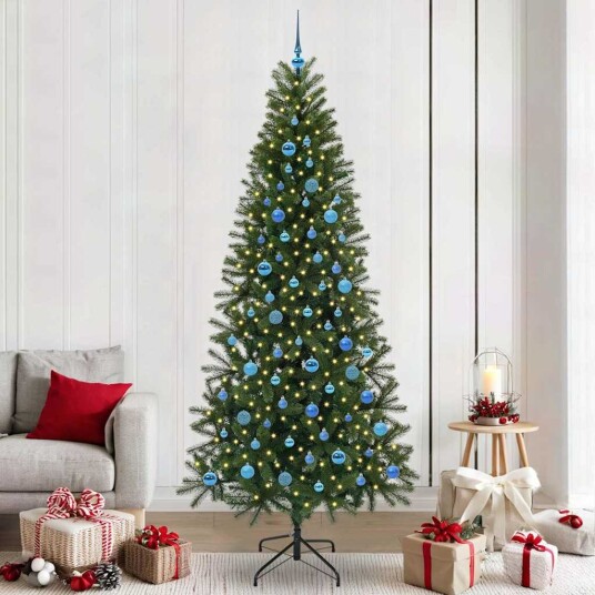  Kunstig juletre med 300 LED med stativ grønn 240 cm PE og PVC