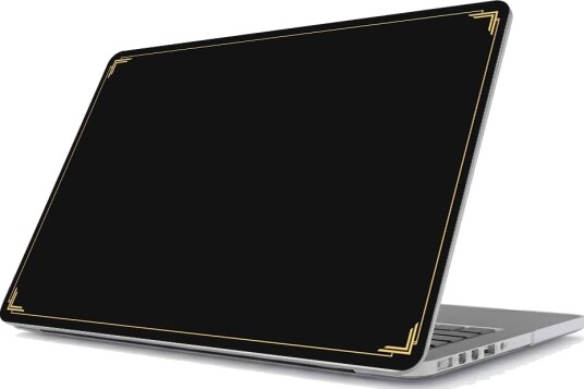 Klistremerke Macbook cover Svart med gullkant Klistremerke