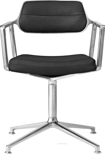 Vipp 453 Svingstol med Gulvglidere Aluminium/ Sort Skinn