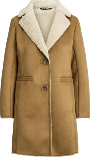 Lauren Ralph Lauren Faux-Shearling-Suede Coat - Beige - S
