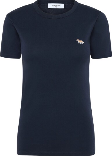 Maison Kitsune Profile Fox Patch Fitted Tee Shirt   Navy   S