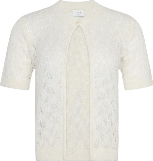 Grunt Cardigan   Strikket   Hullmønster   GrReena   White   Grunt   12 år 152   Cardigan   Hvit