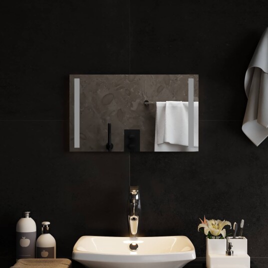 vidaXL LED Badevindu med speil Gjennomsiktig 50 x 30 cm herdet glass