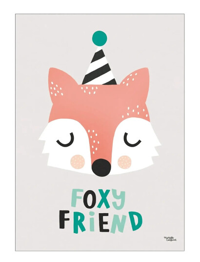 Poster & Frame Michelle Carlslund Kids Foxy Friend Black 30x40cm