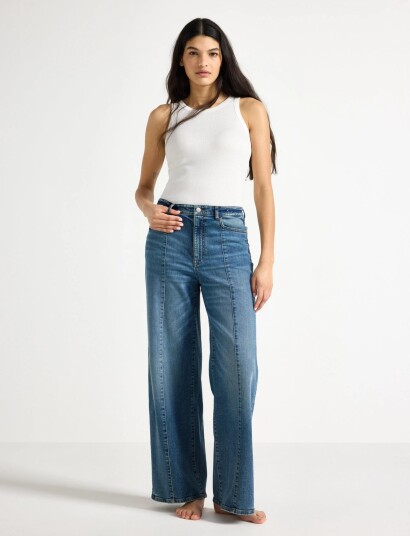 Lindex Wide Jeans With High Waist Blue 42