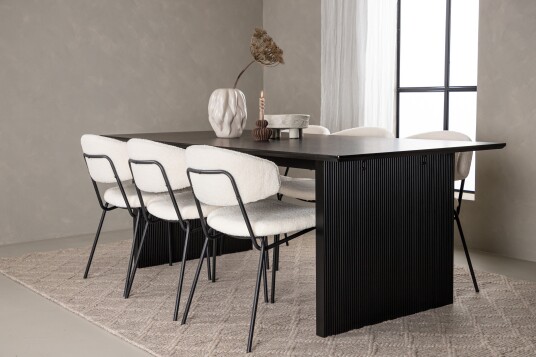 Venture Home Vail Spisegruppe 200 cm Rektangulær med 6 Chico Stoler Sort