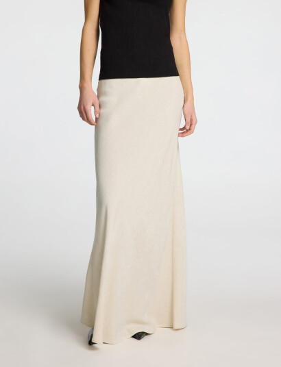 Selected Slfviva-Lena Hw Ankle Sun Skirt - Cream - 40