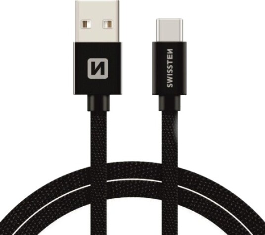 Usb-Kabel Swissten Universalkabel Swissten Textile Usb-C 3.1 1,2 M Svart