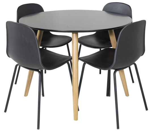Venture Design Plaza & Arctic spisegruppe Svart/svart 4 st stoler & bord 100 cm