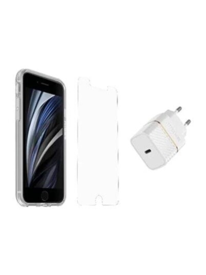 OtterBox KIT Apple iPhone SE 3rd/2nd gen/8/7 React Clear/Trusted Glass/EU USB C Wall Charger 20W   white