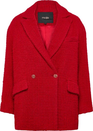 Maje | Fancy Red Tweed Coat | 38