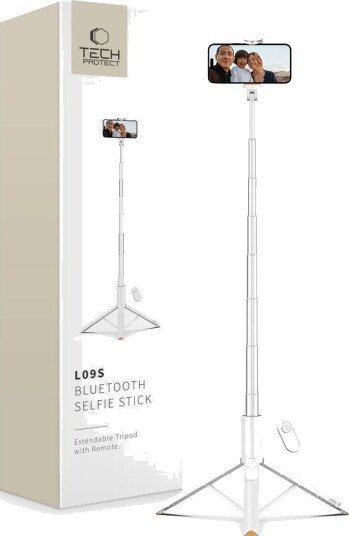 Tech-Protect Selfiestang L09s Bluetooth-Stativ, Hvit Tech-Protect Selfiestang L09s Bluetooth-Stativ, Hvit