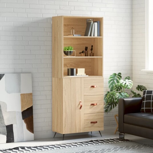 vidaXL Highboard sonoma eik 69,5x34x180 cm konstruert tre 8720845927837