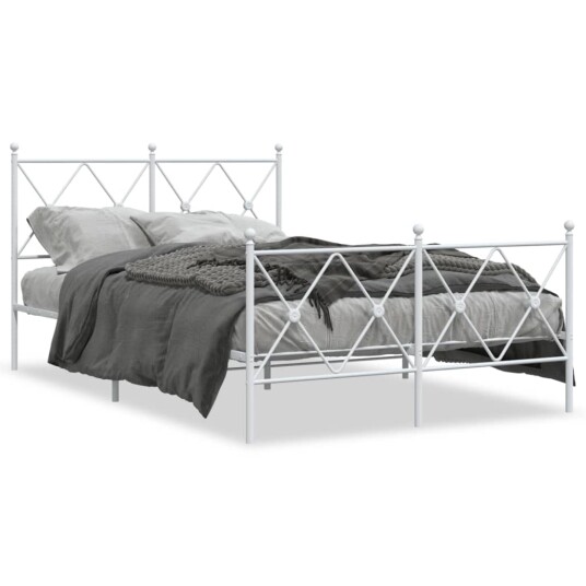  Sengeramme i metall med hode- og fotgavl hvit 120x190 cm 8721012374508