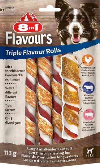 8In1 Triple Flavour Rolls Tyggepinner 3 X 3 Stk 8In1 Triple Flavour Rolls Tyggepinner 3 X 3 Stk
