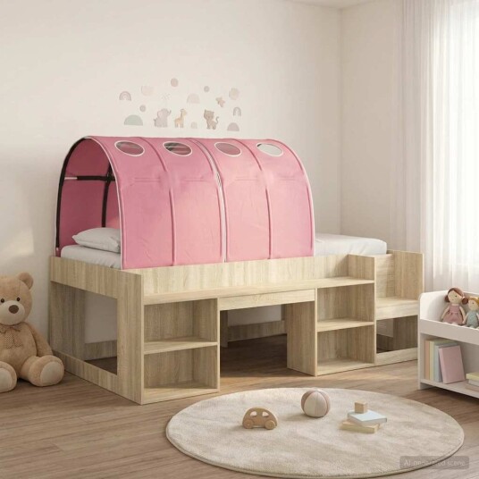  Sengestamme med tunnel 3 pcs Sonoma eik og rosa Konstruert tre