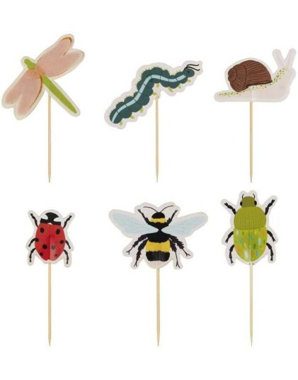 Ginger Ray 12 stk Cupcake Kakepynt med Insekttema Bug Party BUG 111
