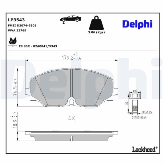 Bremseklosser DELPHI LP3543
