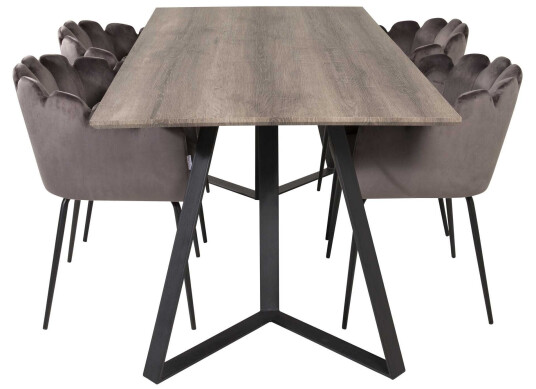 Venture Design Marina & Limhamn spisegruppe Grå/grå 4 st stoler & bord 180 x 90 cm