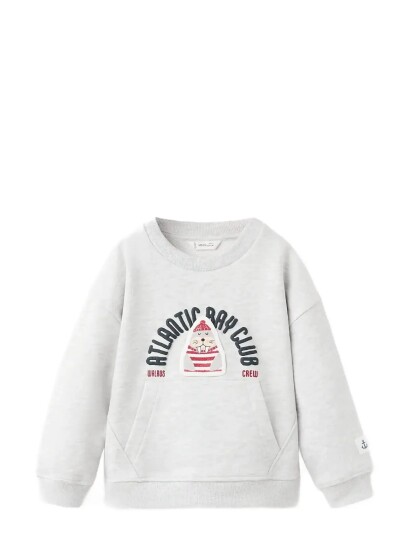 Mango Printed Cotton Sweatshirt Grey 5 6