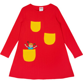Pippi Langstrømpe Pippi Basic Klänning Red 122