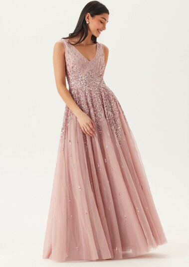 Goddiva Sequin Sunray Sleeveless Maxi Dress