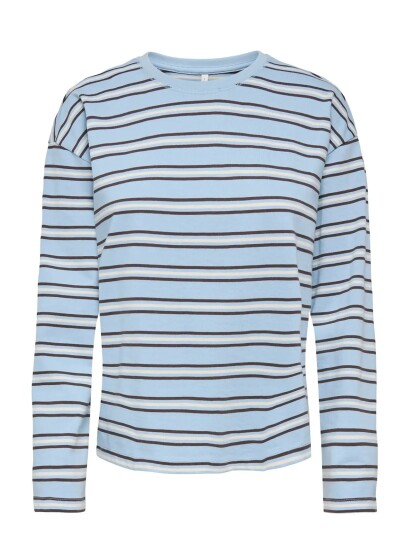 ONLY Onlnew Soph L/S O Neck Top Box Jrs   Blue   L