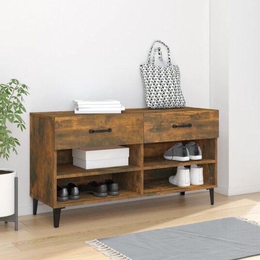 vidaXL Skoskap r?kt eik 102x35x55 cm konstruert tre vidaXL Skoskap r?kt eik 102x35x55 cm konstruert tre