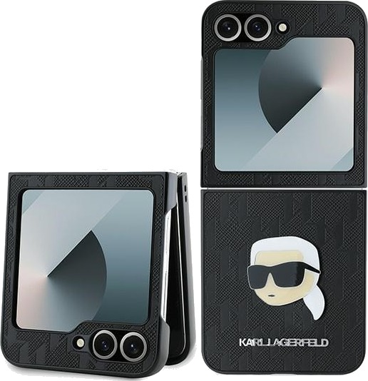 Karl Lagerfeld Saffiano Monogram Case for Samsung Galaxy Z Flip 6 - Black
