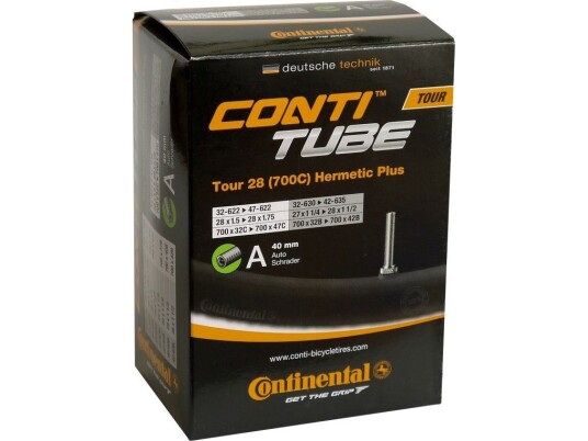 Continental Tour Tube Hermetic Plus (32-47X622)/(42-635) Schrader 40 Mm Puncture Resistant Because Of Higher Butyl Amounts And Greater Wall Continental Tour Tube Hermetic Plus (32-47X622)/(42-635) Schrader 40 Mm Puncture Resistant Because Of Higher Butyl Amounts And Greater Wall