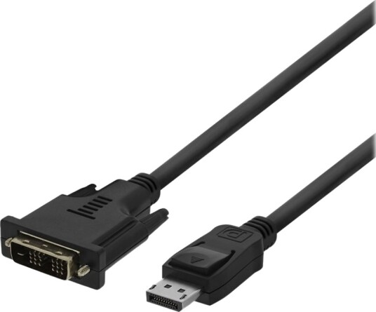Deltaco Adapterkabel Enkeltlenke Displayport Hann Til Dvi D Hann 3 M Tommelskruer 1080P Støtte 60 Hz Svart
