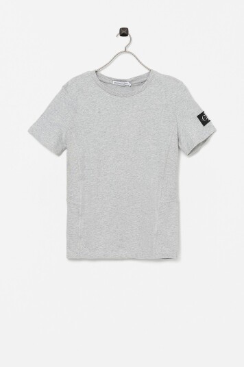 Calvin Klein T skjorte Rib Blocking Badge Fitted Top Grå
