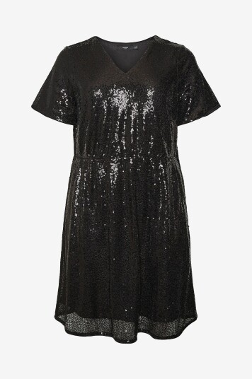 Vero Moda Curve - Plajettkjole vmcKaje SS Short Dress Jrs - Svart